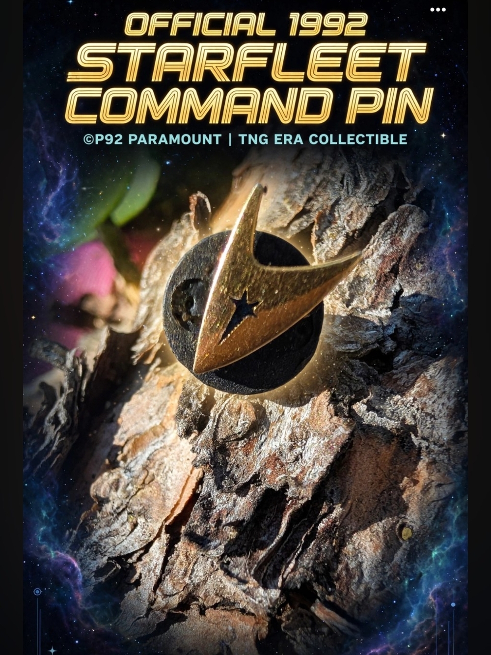 Starfleet Command Gold and Black Enamel Brooch Pin